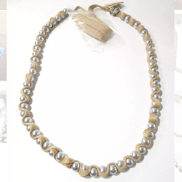 Lee Angel Jewelry - — Lee Angel — Metallic Pearl & Ribbon Necklace